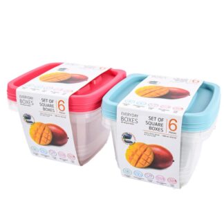 Plastic Sq Food Storage Asst Color Lid 3 Pc Set 1.36 Lt Disp