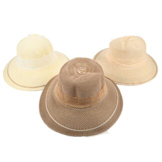 Women'S Summer Hat W/Lace Bow Asst Colors