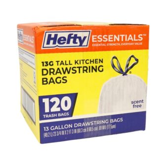 Hefty Drawstring Tall Kitchen Bags 13 Gal 120 Ct