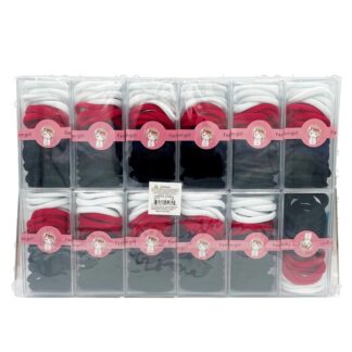 Hair Elastics White, Red, Blue & Black Colors 24 Ct