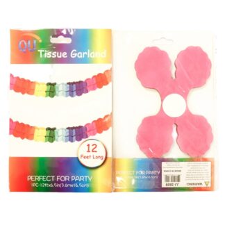 Party Tissue Garland Multicolor 12 Ft