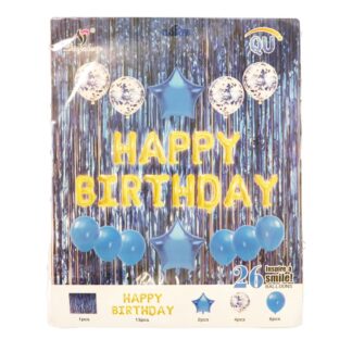 Happy Birthday Decoration Kit Blue/Gold 26 Pc