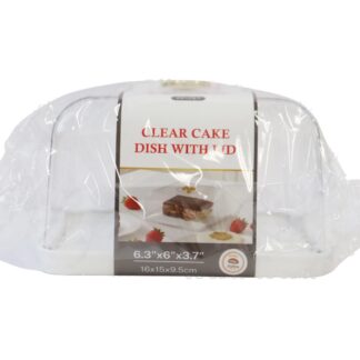 Plastic Cake Dish White W/Lid 6.3 X 6 X 3.7"