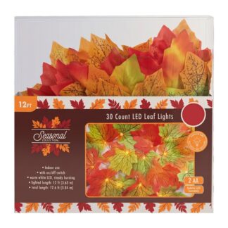 Ht Led Leaf Indoor Lights 12 Ft 30 Ct