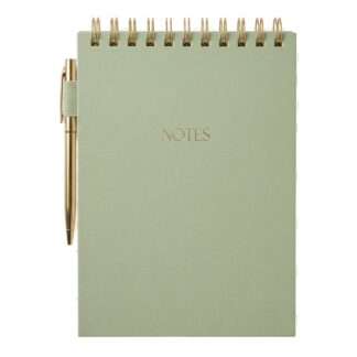 Spiral Notebook W/Pen Eccolo Sage 6 X 8.5 In 120 Sh