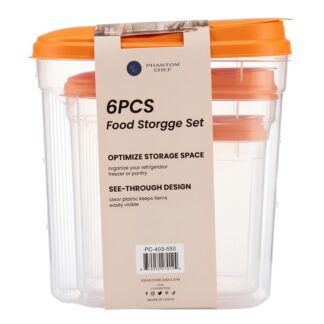 Phantom Chef Cereal Storage W/Lid Orange 6 Pc Set