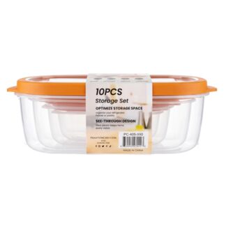 Phantom Chef Rectangular Food Storage W/Lid Orange 10 Pc Set