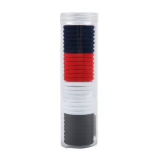 Hair Elastics Black, White, Red & Blue 30 Ct