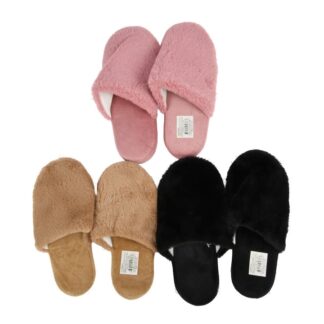 Hw Women'S Faux Fur Slippers Asst Color & Sz 1 Pr