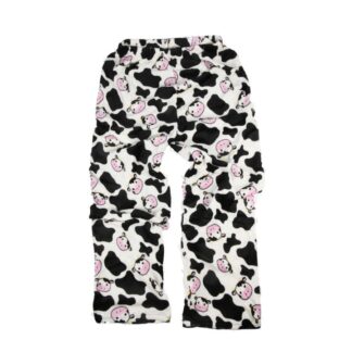Hw Women'S Cow Print Fleece Pajama Pants One Size