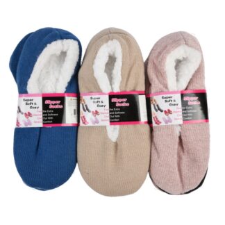 Hw Women'S Fleece-Lined Slipper Socks Asst Colors 1 Pr