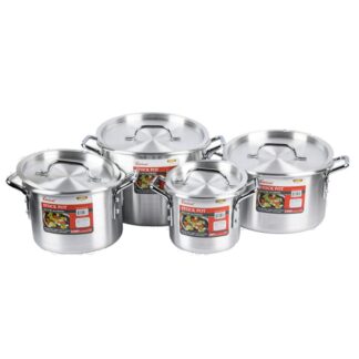 Silver Aluminum Stock Pot W/Lids 2, 3.5, 5.5 & 8 Qt 8 Pc