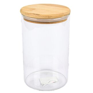 Glass Jar With Bamboo Lid Clear 4" X 6"