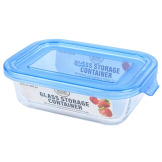 Glass Rectangular Storage Container W/Lid 12.5 Oz