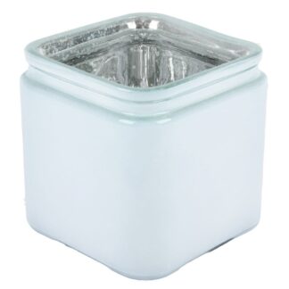Glass Cube Planter Pot White 4.75H X 4.5"