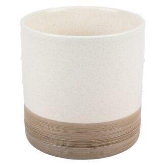 Ceramic Round Planter Pot Ribbed Base Brown 5H X 5"