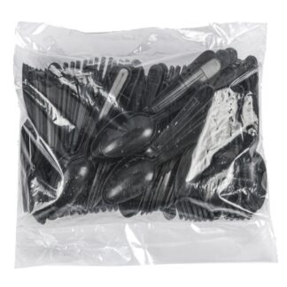 Plastic Spoons Black 100 Ct