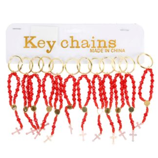 Key Chain Virgen De Guadalupe Red Beads
