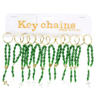Key Chain San Judas/St. Jude Green Beads