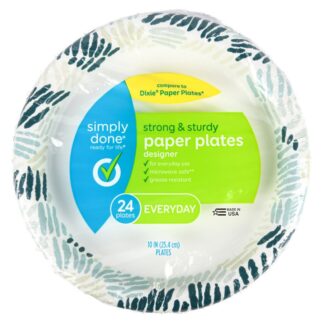 Everyday Printed Paper Plates Strong & Sturdy 10" 24 Ct