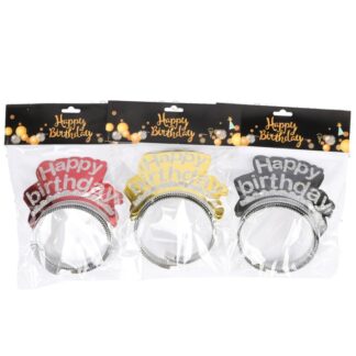 Happy Birthday Tiara Asst Colors 3 Pc