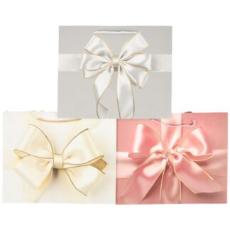 Gift Bag W/Bow Print Asst Colors Medium