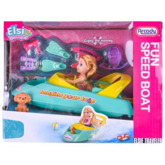 Elsie Doll 5.5" W/Boat 9.25" & Accessories