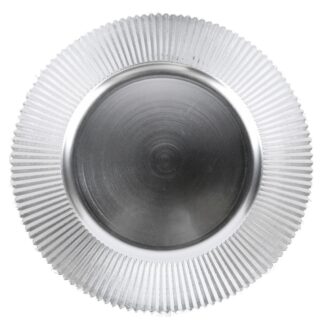 Plastic Charger Plate Metallic Silver 13 In