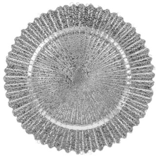 Plastic Charger Plate Sunburst Silver 13 In