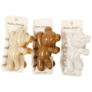 Hair Claw Clip Marbled Bear Asst Colors