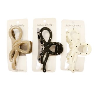 Hair Claw Clip Dot Bow Asst Colors