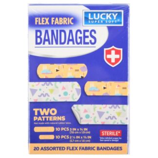 Lucky Flex Fabric Bandages 2 Asst Patterns 20 Ct