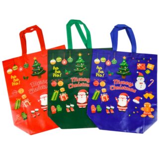Hx Merry Christmas Non-Woven Tote Bag Asst