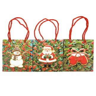 Hx Xmas Paper Gift Bag Holly Asst Size Mini