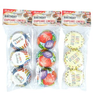 Birthday Paper Cupcake Liners Asst 3.5 In 75 Pc