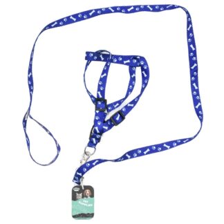 Pet Leash W/Paw & Bone Pattern Red/Blue