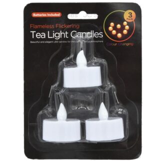 Flameless Led Tea Light Candle Colour Changing 3 Pk