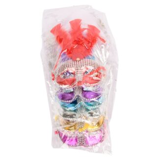 Masquerade Mask W/Feathers & Gems Asst