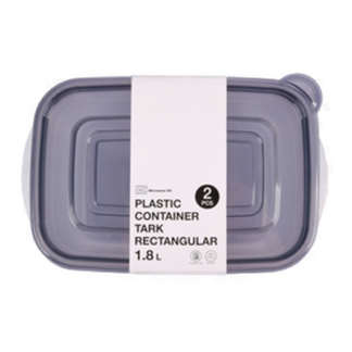 Plastic Container Tark Rectangular  1.8 L 2Pc Set