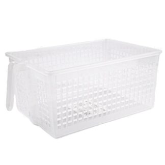 Plastic  Basket Rect Clear 32 X 21.5 X 13.5Cm W/Handle