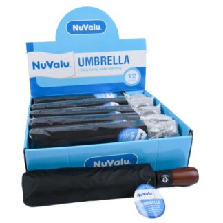 Nuvalu Umbrella Automatic 13" Long Black Color W/Wooden Handle Clr