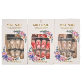 Mkt Fingernails Flowers & Glitter 12 Pc
