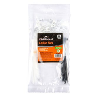 Kingman Cable Tie 0.12" X 4" Black & White W/Cable Clips