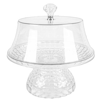 Plastic Cake Stand W/ Cover 7.5"  Wide
