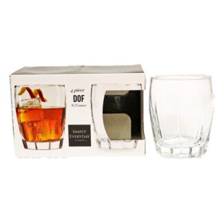 Glass Cup 4 Pk Set 9.15 Oz Rugby