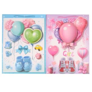 Gift Bag Babyshower Large Asst Blue/Pink