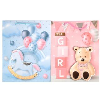 Gift Bag Medium Baby Shower 3D Pop Out Asst Boy/Girl