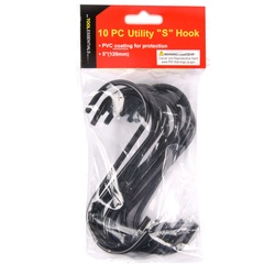 "S" Hook, Black  Pvc Coated Metal 5" 10 Ct