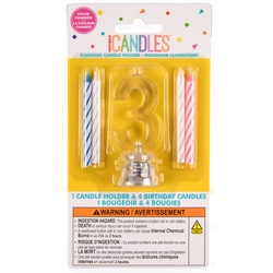 Unique #3 Flashing Led Birthday Candle With Holder