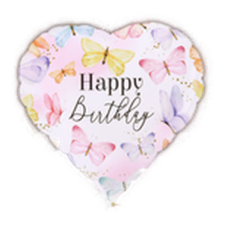 Trico 18" Happy Birthday Balloon Heart Shaped Butterflies